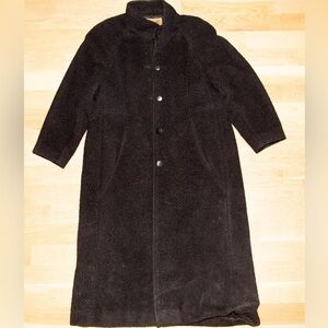 Sachi Collection Long Black Coat Made In Peru Wool Blend Size 16